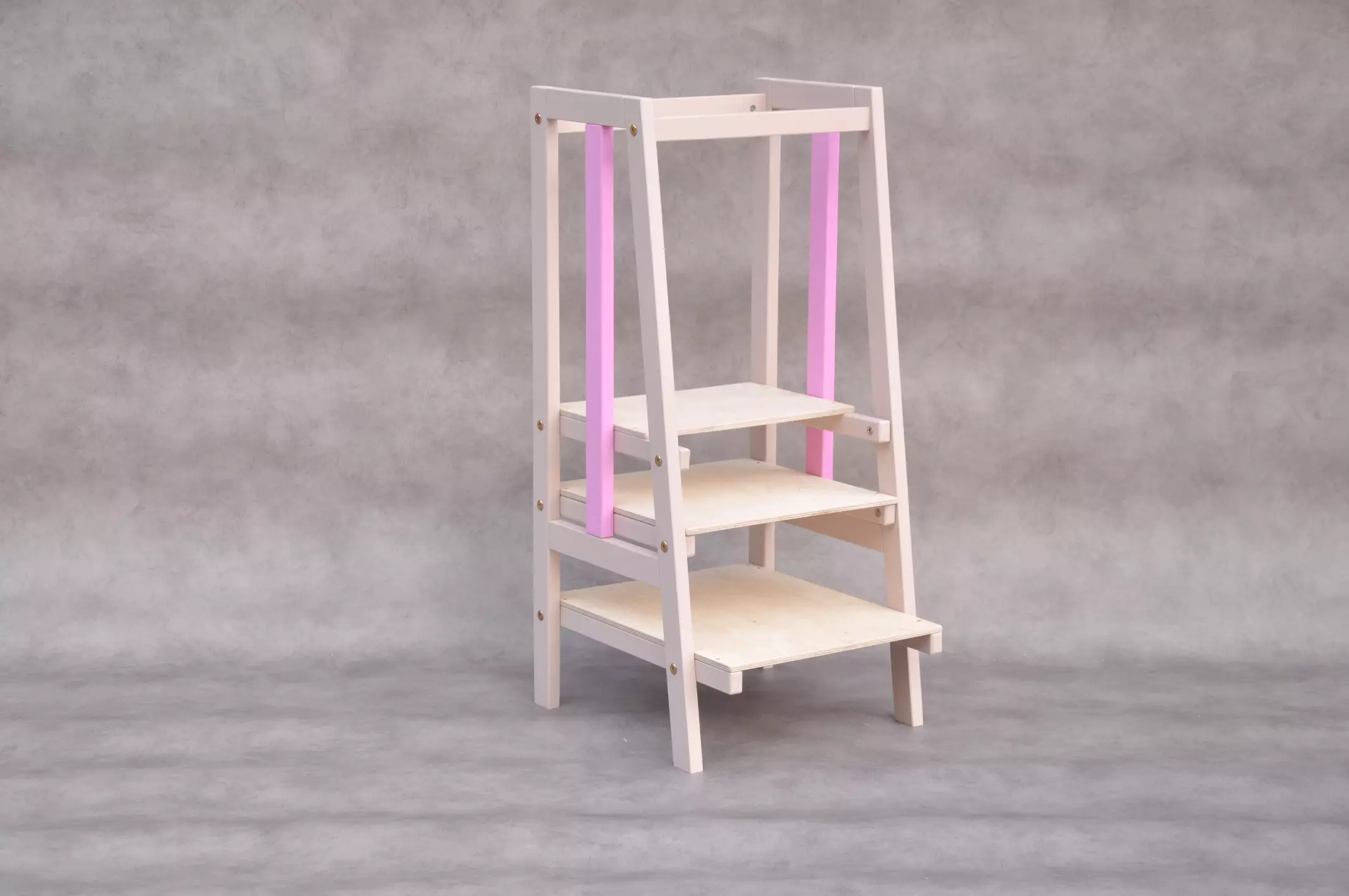 Lernturm rosa Stripe Bisque Orchidee – 360° Reling, drei Plattformen, ab 1 Jahr – Barin Toys