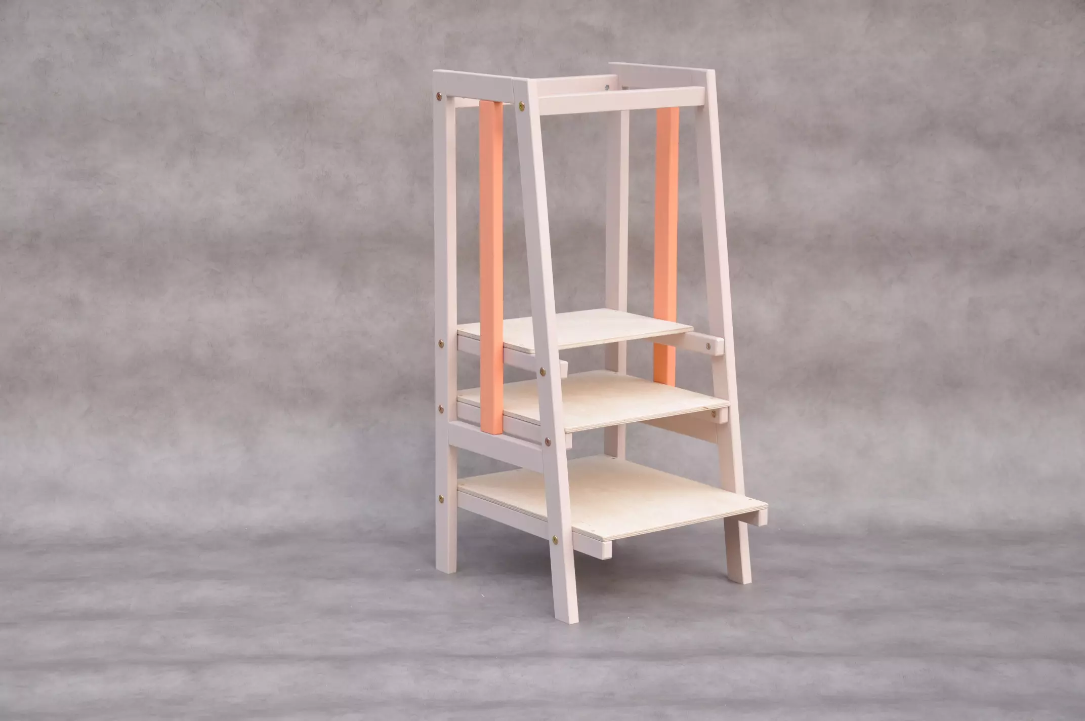 Lernturm Küche Stripe Bisque Mandarine: beige baby küchenhelfer ab 1 Jahr, 360° Reling – Barin Toys